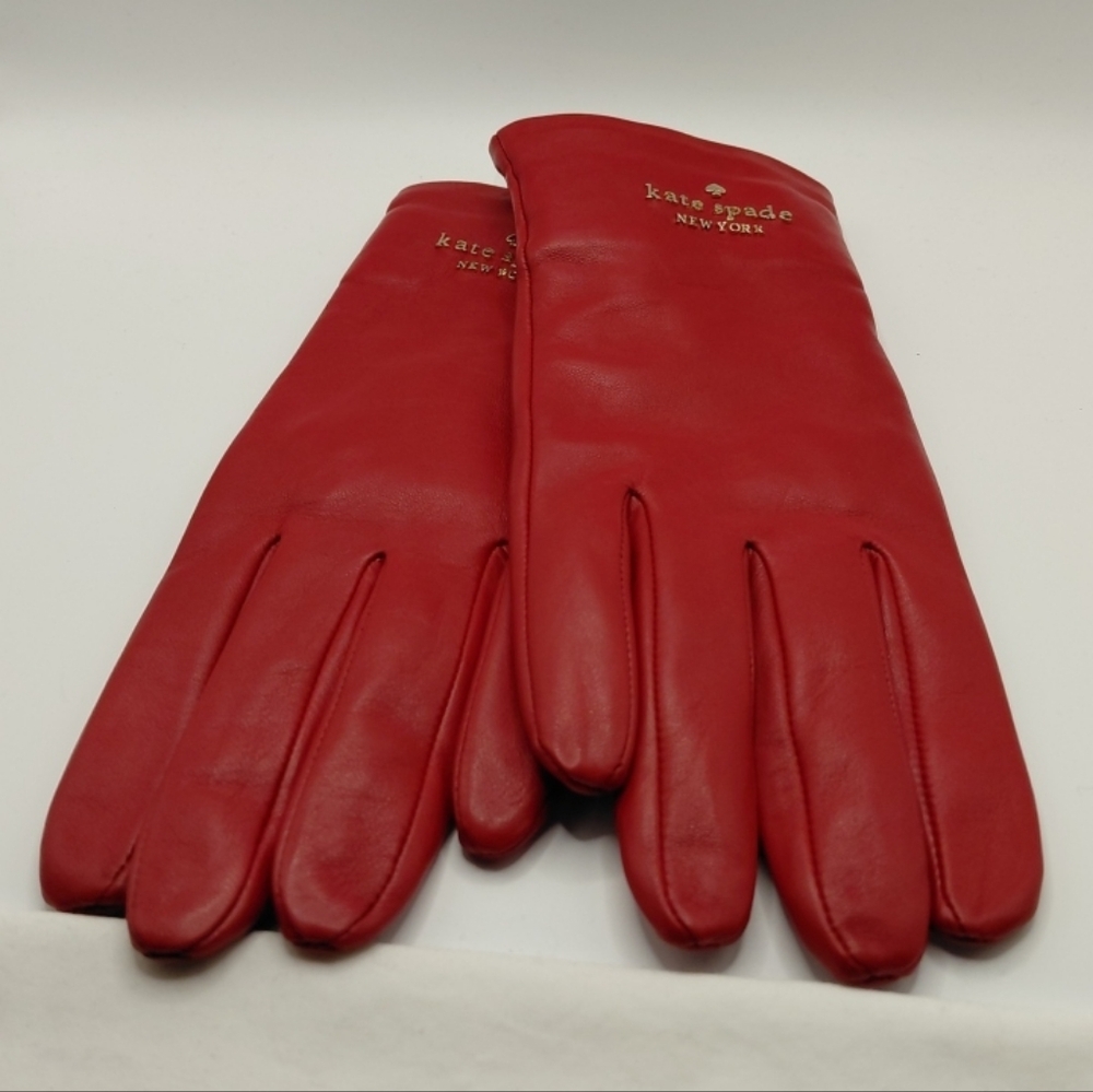 NWT Kate Spade Red Lambskin Leather gloves XL
